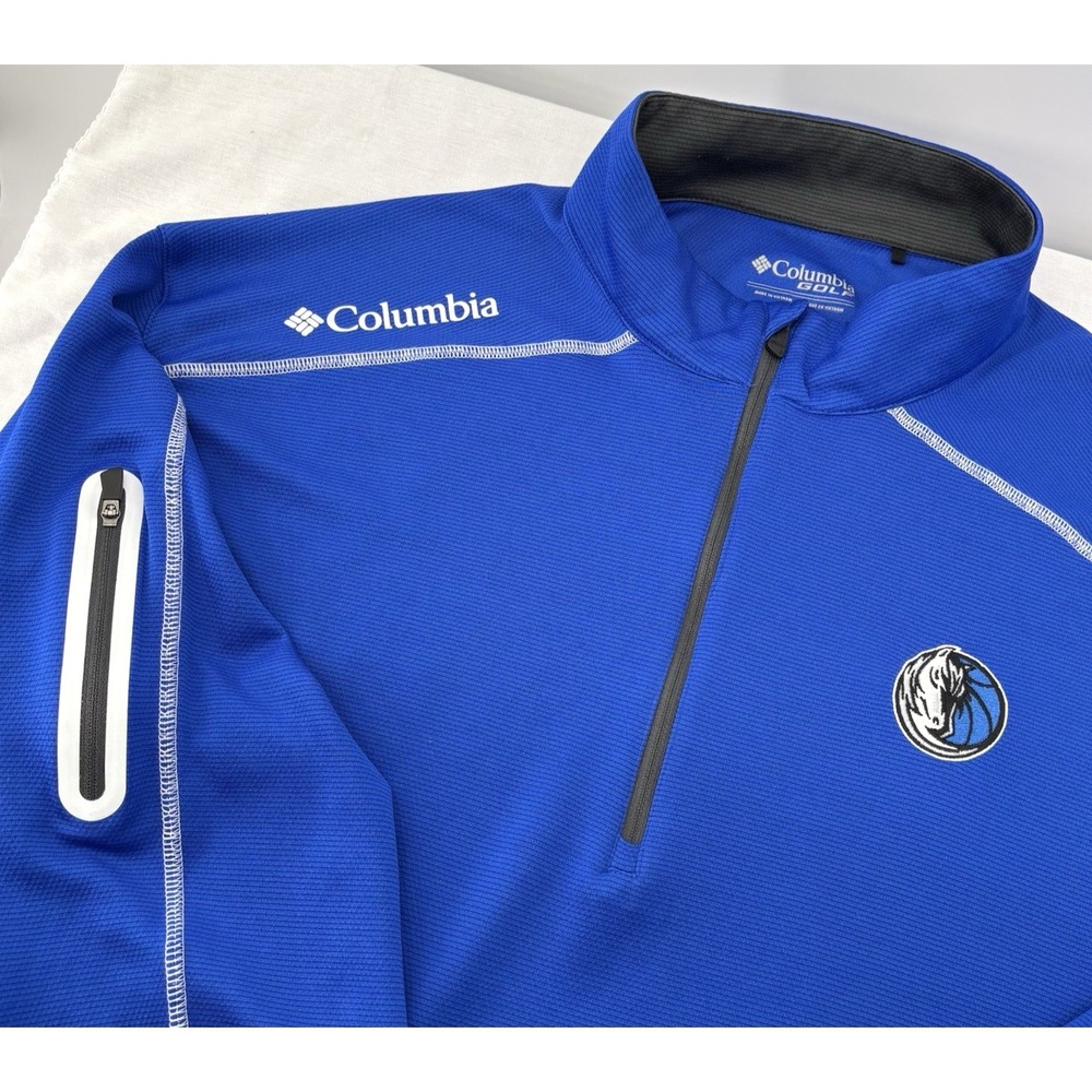 Dallas Mavericks Columbia 1/4 Zip Pullover Mens 2XL Blue Shotgun Performance UPF